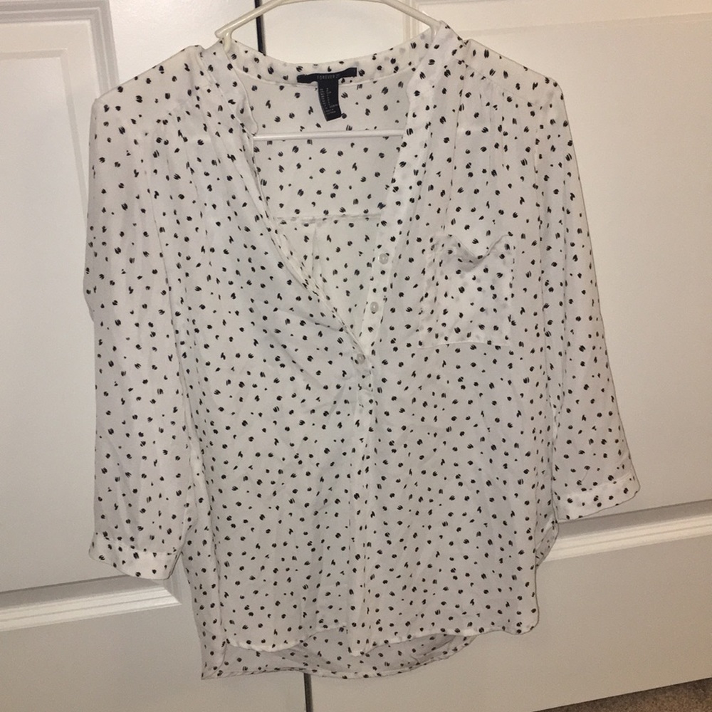 FOREVER 21 POLKA DOT BLOUSE